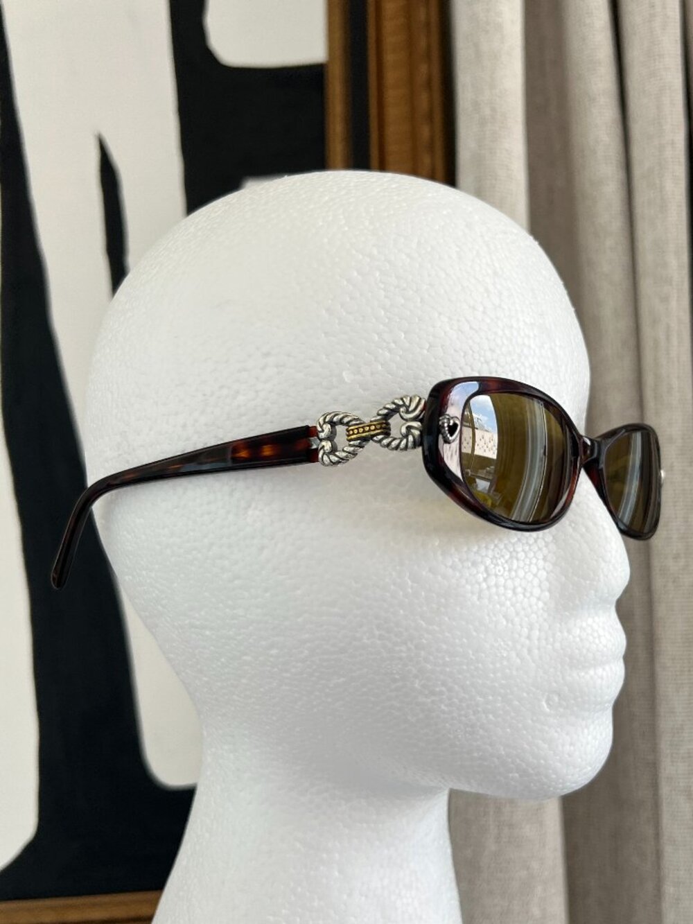 Brighton Forever Young Sunglasses Tortoise Oval Frame Silver Rope Scroll Y2K VTG